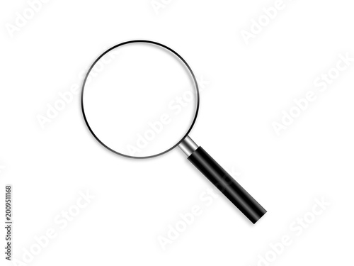 Realistic magnifying glass isolated on a transparent background