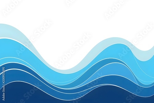 Blue water sea waves abstract vector background. Water wave curve background, line ocean banner illustration