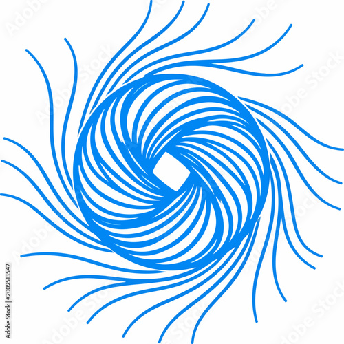 Abstract blue circular spiral pattern design.