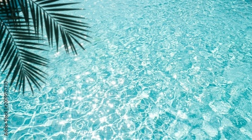 Crystal Clear Pool Water with Palm Leaf Shadow