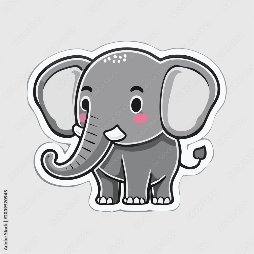 Fototapeta premium Cute Cartoon Elephant Sticker