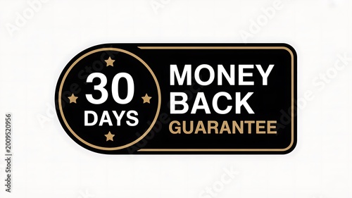 Money back guarantee, 30 days refund, warranty label, commercial icon