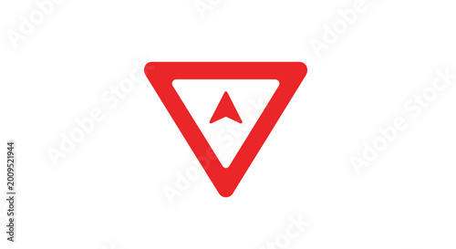 Free Download Red navigation arrow sign pointing upwards inside a triangle. - GFXLoad
