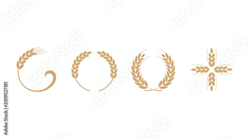 Tableau sur toile A collection of golden wheat designs are artfully arranged featuring wreaths spi