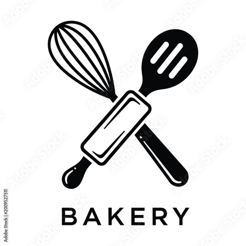 Photos Bakery cooking utensils crossed whisk rolling pin and spatula icon