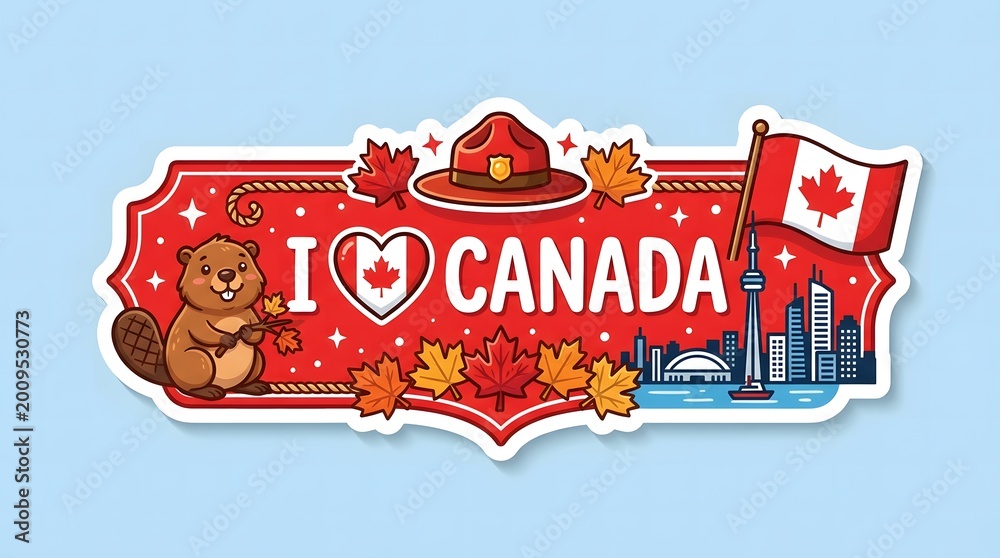 Naklejka premium I love canada souvenir magnet a patriotic and colorful representation