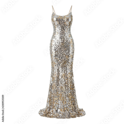 Photography Glamorous silver and gold sequin sleeveless formal mermaid dress