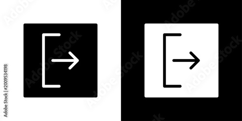 Fotografie Exit logout arrow icon set in solid and outline style