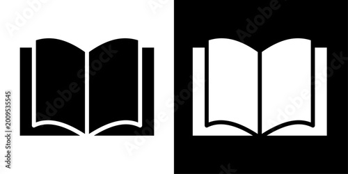 Book icon in solid style representing education, reading, learning, digital knowledge, library resources and online study interface UI.