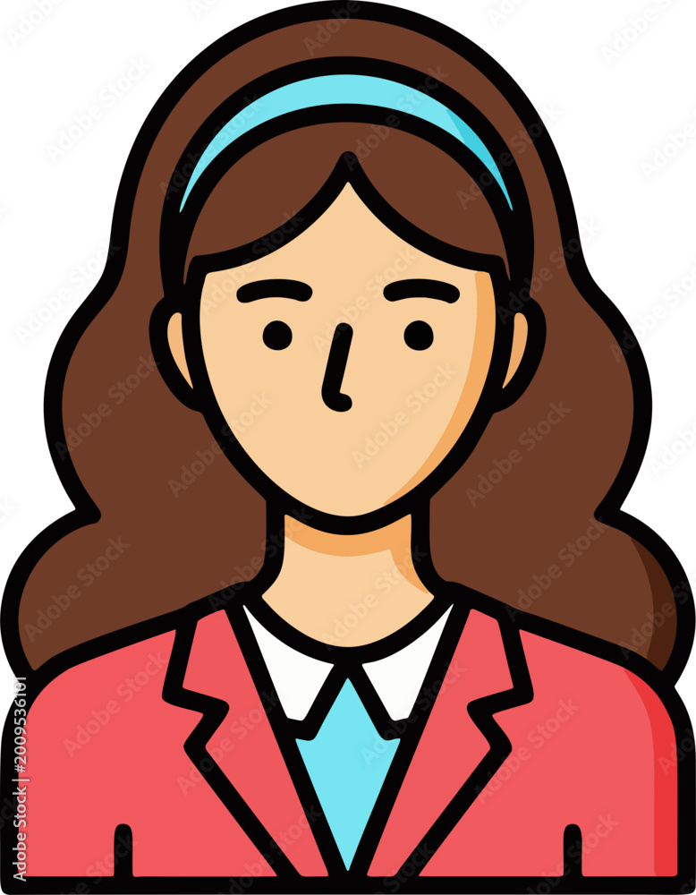 Obraz premium Businesswoman Avatar With Headband. Professional businesswoman avatar wearing a stylish blue headband.