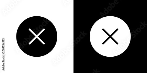 Foto Close icon in solid style representing cancel action, exit button, remove option and user interface closing functionality