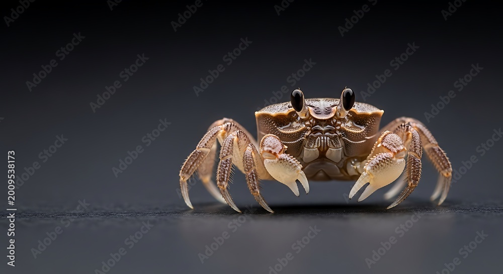 Fototapeta premium Brown crab on dark background closeup.