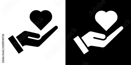 Obraz na płótnie Emotional support icon in solid style representing compassion, mental wellness, care, empathy and emotional healing concept