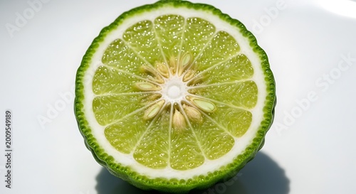 Fresh Lime Slice on White Background.