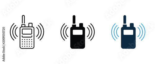 Photos Walkie talkie icon, portable radio communication vector symbol for emergency, al