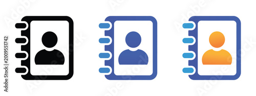 Fotografi Address book vector illustration set with contact note icons in flat style for directory, communication, and contact management design