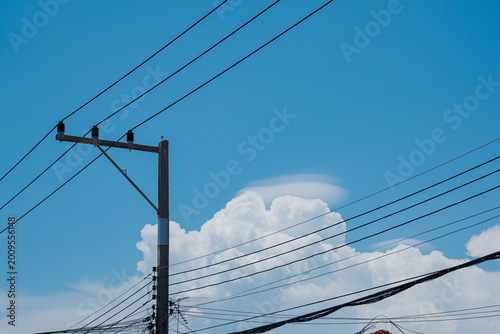 Cloudy blue sky abstract background, blue sky background with tiny clouds.