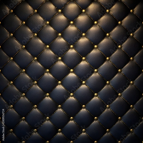 Premium brown leather padded surface with classic Chesterfield style quilted pattern design