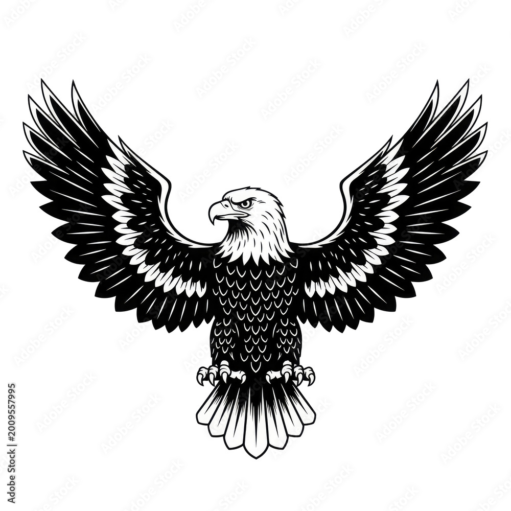 Fototapeta premium Eagle with spread wings isolated on a transparent background