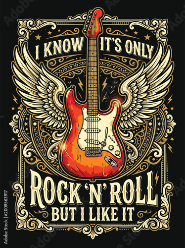 rock n roll guitar vector image