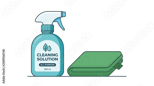 Canvas-taulu Cleaning solution spray bottle and cloth.