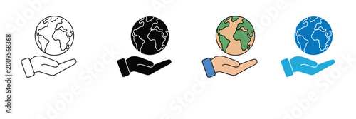 Принти на полотні Global Care Icon with Hand Holding Earth Globe for Environmental Protection, Sustainability, and World Support