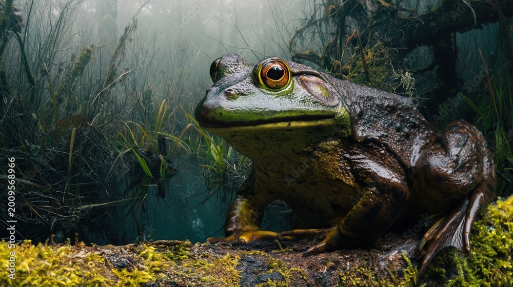 Fototapeta premium Majestic Frog in Enchanted Forest Setting