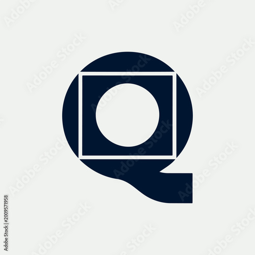 Camera inspired Q logo with modern geometric composition