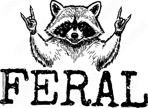 Tableau sur toile Distressed Feral Raccoon svg, Sarcastic Raccoon svg, Feral svg