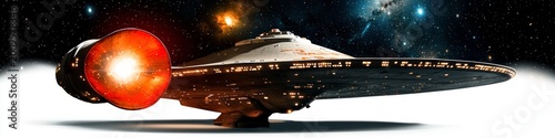 Advanced Sci-Fi Spaceship Exploring Starry Nebula in Deep Space