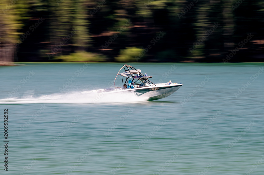 Fototapeta premium speed boat on the river
