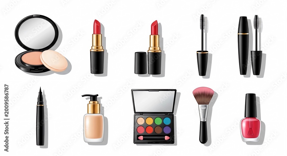 Obraz premium Makeup items icon 