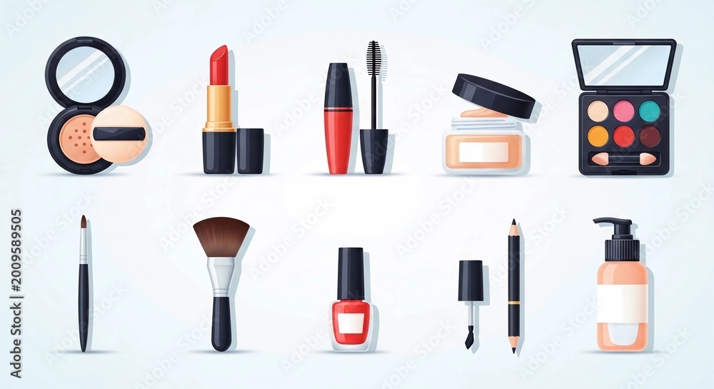 Obraz premium Makeup items icon
