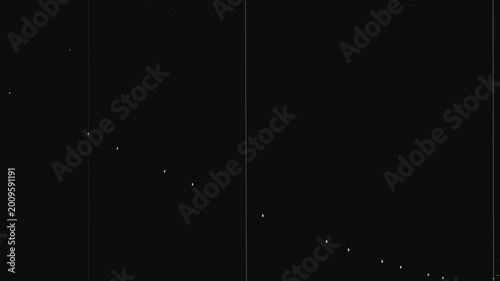 Minimalist Abstract Motion of White Pixels Forming a Curved Path on Black Background