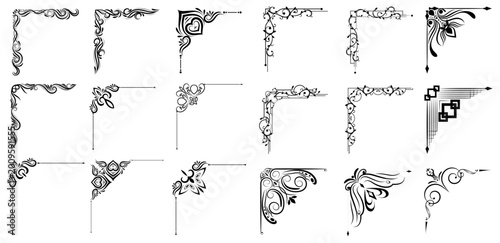 Foto Vector illustration of decorative frame corner set