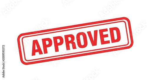 Approved rubber stamp seal on transparent background with red color