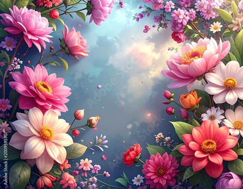 Vibrant floral arrangement with pink, white, and orange flowers