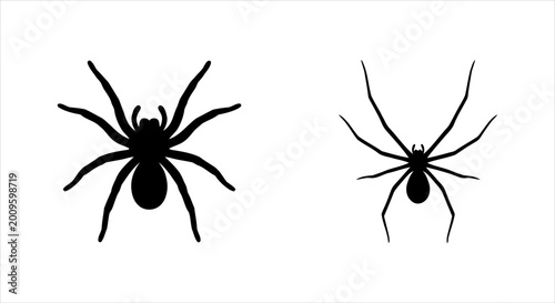 Bild auf Leinwand Black Spider Silhouette Icons for Halloween and Horror Themes