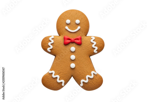 Cute cartoon gingerbread man cookie with candy buttons
