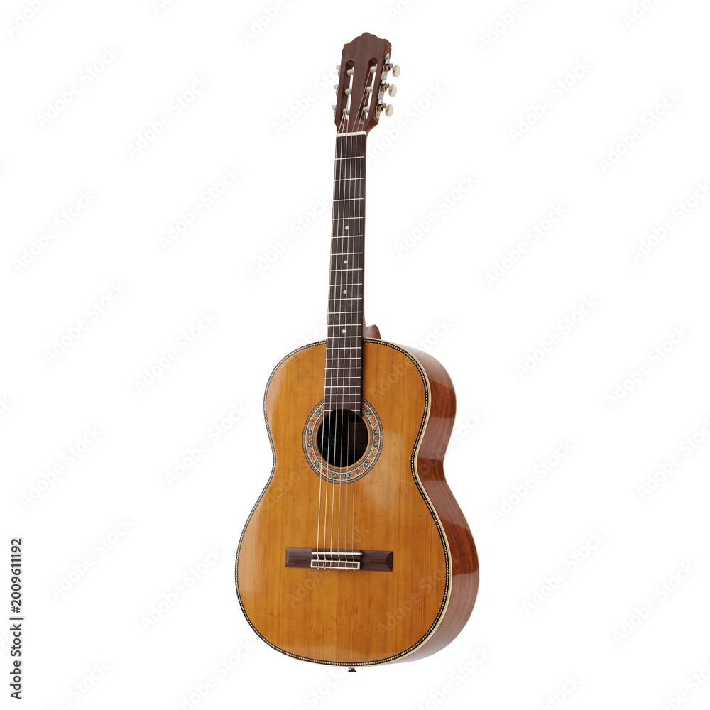 Obraz premium Classical acoustic guitar on transparent background