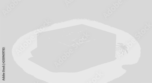 Minimalist Spider and Cube on White Background