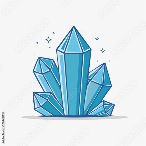 Blue Crystal Cluster Illustration