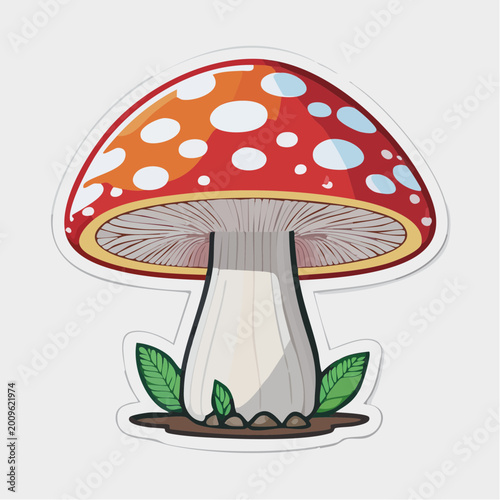 Cartoon Amanita Muscaria Mushroom Illustration