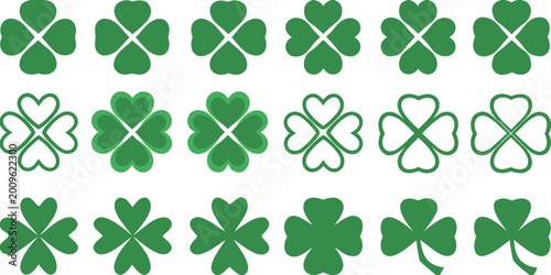 green clover pattern on white background stylized vector illustration