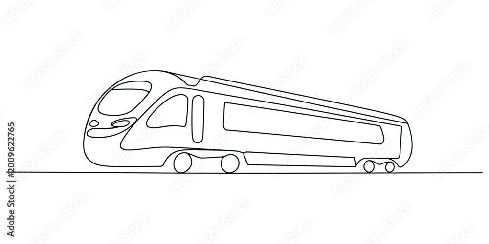 Obraz premium Modern train drawing in one continuous line style