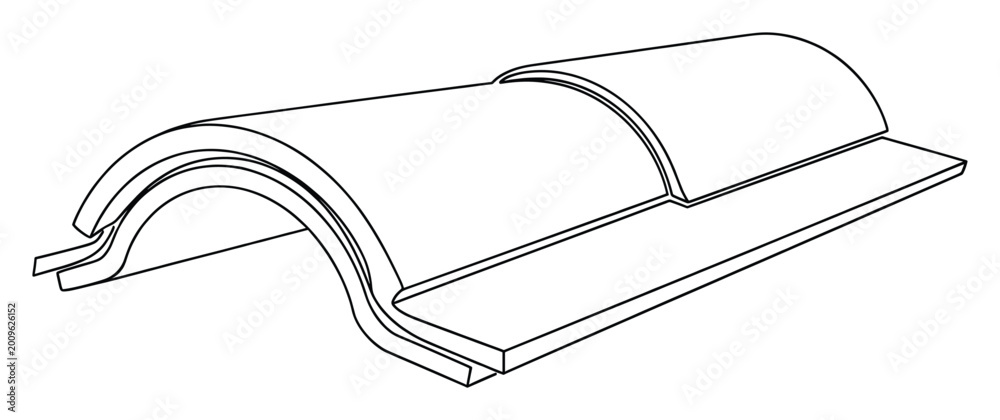 Fototapeta premium Architectural roof tile drawing representing classic construction elements for building material supply or restoration projects