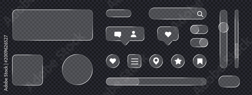 Tableau sur toile Glassmorphism UI element and transparent button set