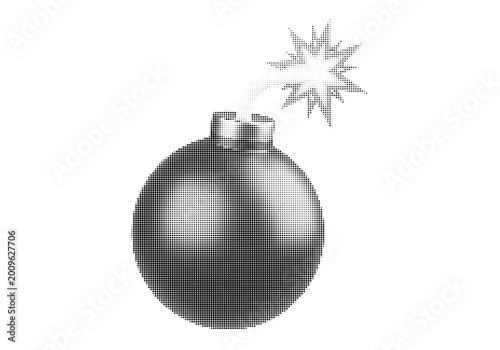 Tableau sur toile Explosive bomb icon designed with a striking halftone dot effect representing danger and impact isolated on white background with subtle shadow