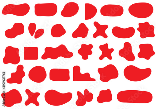 Fotografía Red blob shapes, abstract organic forms, vector illustration