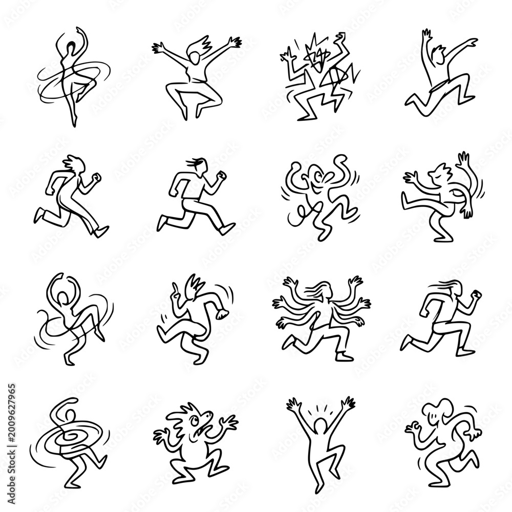 Fototapeta premium Dynamic Dancing Figures - Abstract Line Art Collection
